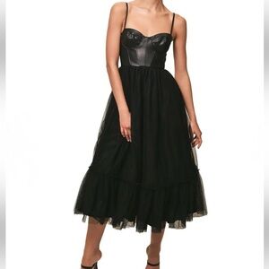 Essex Faux Leather & Tulle Dres